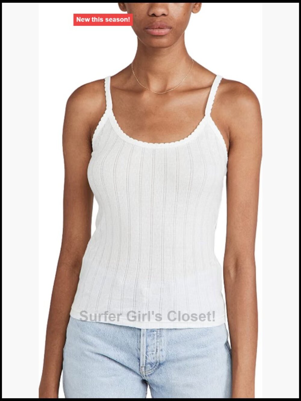Women's Sleeveless Scalloped Pointelle Tank Top Cotton